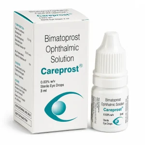 Careprost Bimatoprost Ophthalmic Solution box and bottle, 0.03% w/v sterile eye drops, 3ml