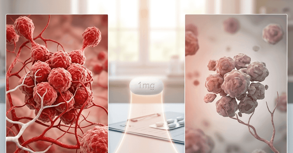 Anastrozole 1mg tablet targeting breast cancer cells illustration