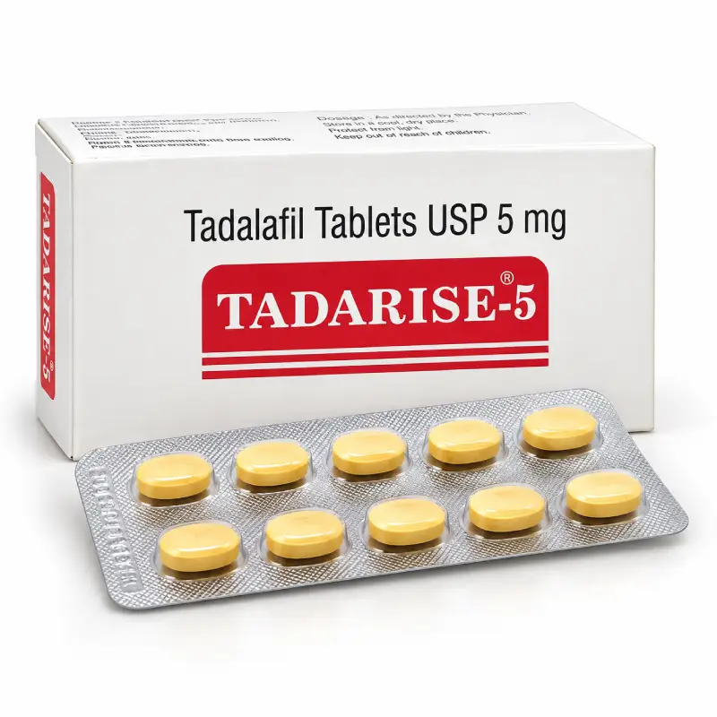 Tadarise-5 box and blister strip, Tadalafil Tablets USP 5mg